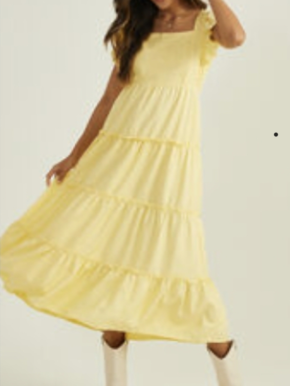 Altar'd State Sunny Yellow Tiered Midi Dress
